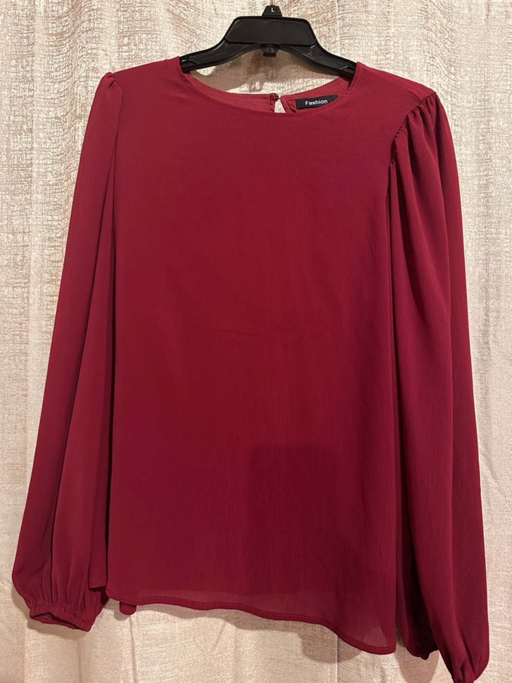 Burgundy Long-Sleeve Women's Blouse